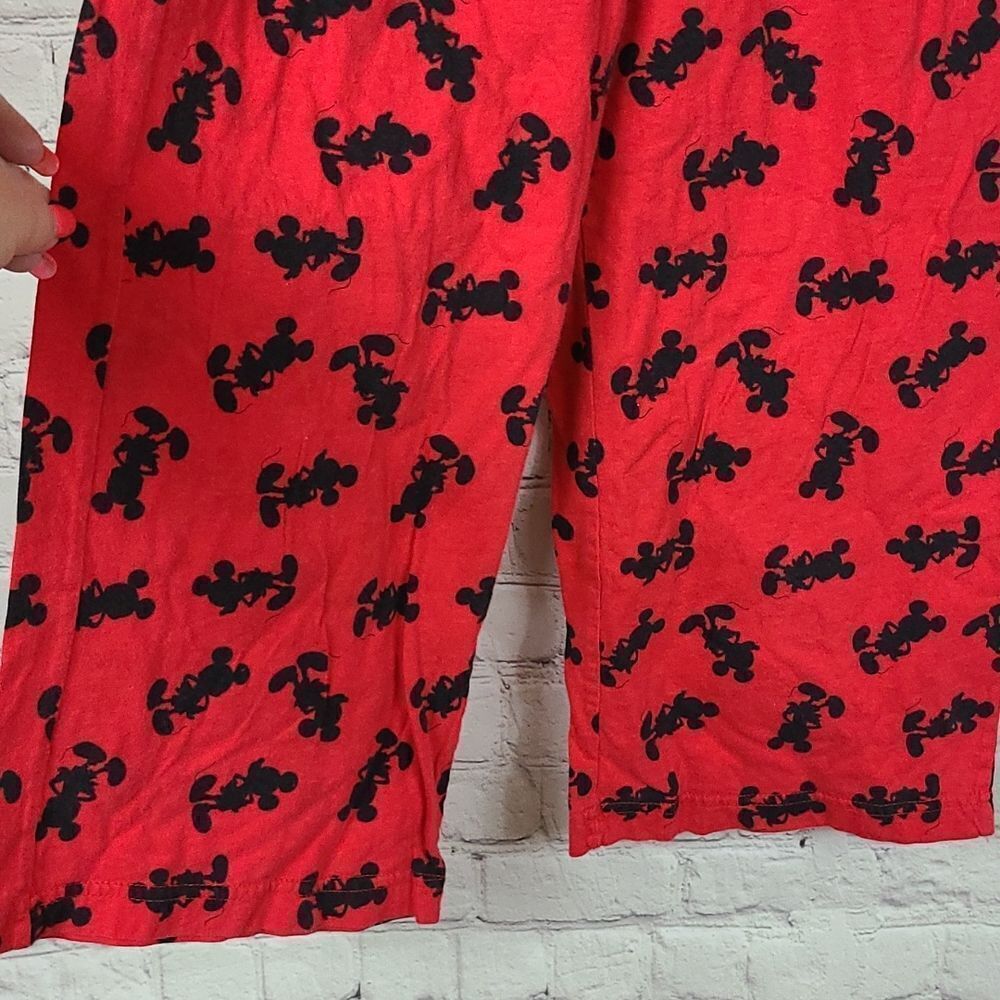 Disney Mickey Mouse 2pc Cami PJs Pajama Set Red Black Silhouette Loungewear - Picture 10 of 13